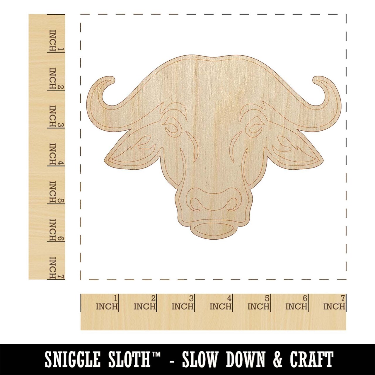 Water Cape Buffalo Bison Ox Unfinished Wood Shape Piece Cutout for DIY Craft Projects